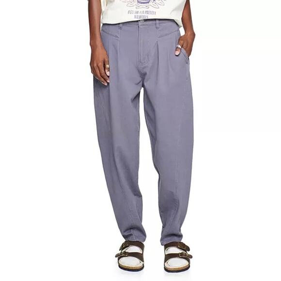 SO Balloon Pleated Pants Junior 9 Lilac Gray Trouser Tapered Baggy High Rise 80s - Picture 1 of 13